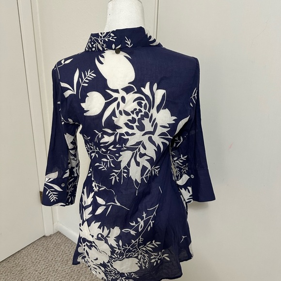 Soft Surroundings Blue Le Jardin Tunic, Cover Up Caftan Embellished Bead… - Picture 3 of 7